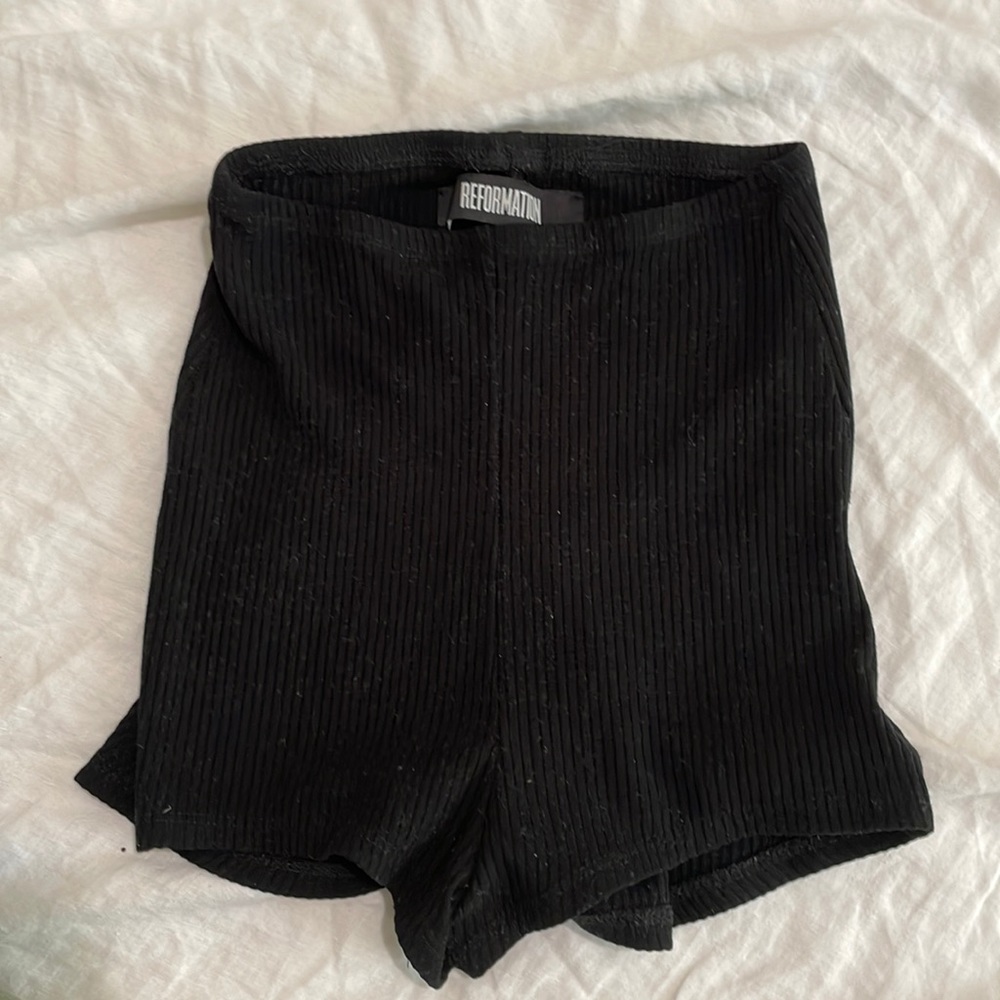 Reformation black short shorts - knit ribbed